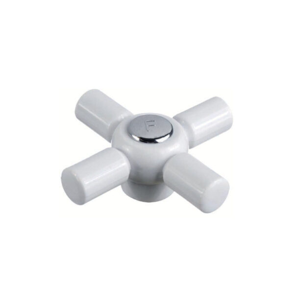VOLANTE PLASTICO TIPO CRUZ BLANCO - CROMO  ( 24 )