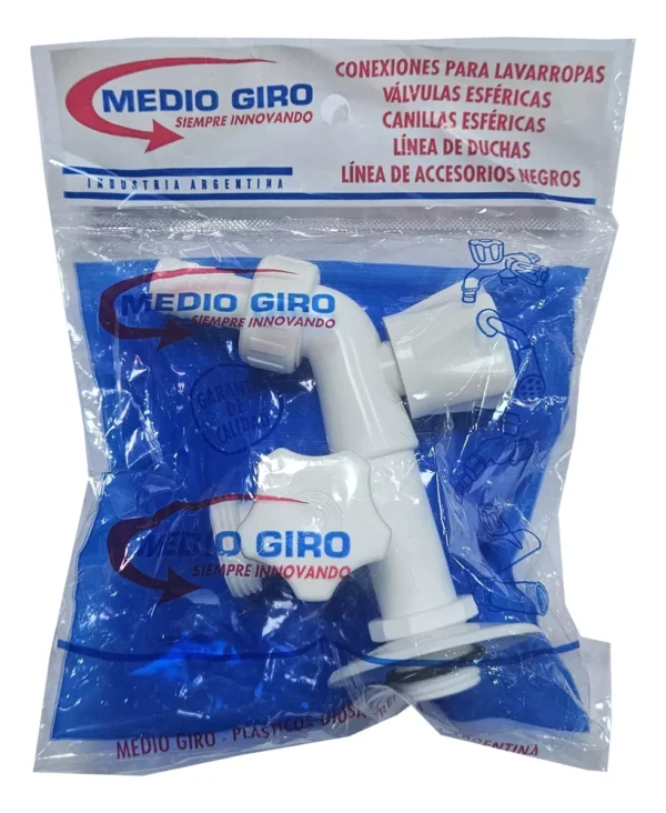 CANILLA LAVARROPA PVC DOBLE "MEDIO GIRO"