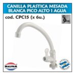 CANILLA PLÁST. MES. BLANCA PICO ALTO 1 AGUA