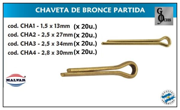 CHAVETA BRONCE PARTIDA 1,5 X 13 MM.P/FLOT