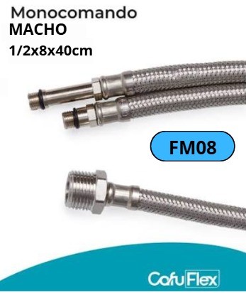 FLEXIBLE MONOCOMANDO GIRATORIO M 1/2X8X40CM PAR (CORTO Y LARGO ) CAFU